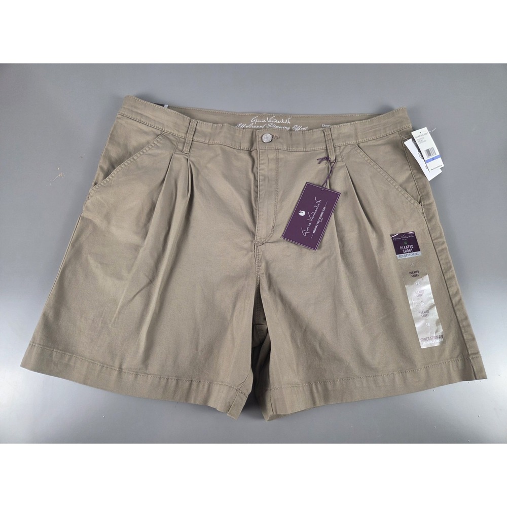 Gloria Vanderbilt High Rise (13") Pleated Shorts Sz 18 in Hazelnut 6" Inseam 38W